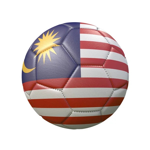 白い背景に隔離された旗色のサッカーボール マレーシア — ストック写真