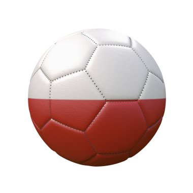 Bayrak renklerde futbol topu beyaz arka plan üzerinde izole. Polonya. 3d görüntü