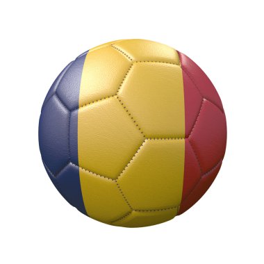 Bayrak renklerde futbol topu beyaz arka plan üzerinde izole. Romanya. 3d görüntü