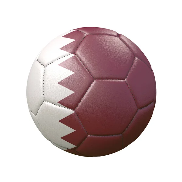 Bayrak Renklerde Futbol Topu Beyaz Arka Plan Üzerinde Izole Katar — Stok fotoğraf