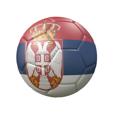 Bayrak renklerde futbol topu beyaz arka plan üzerinde izole. Sırbistan. 3d görüntü