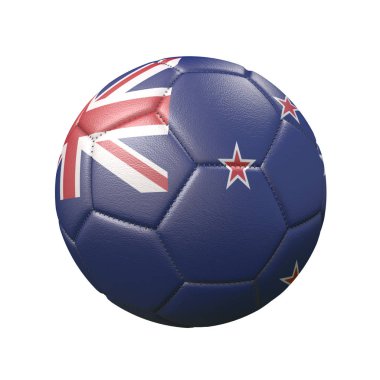 Bayrak renklerde futbol topu beyaz arka plan üzerinde izole. Yeni Zelanda. 3d görüntü