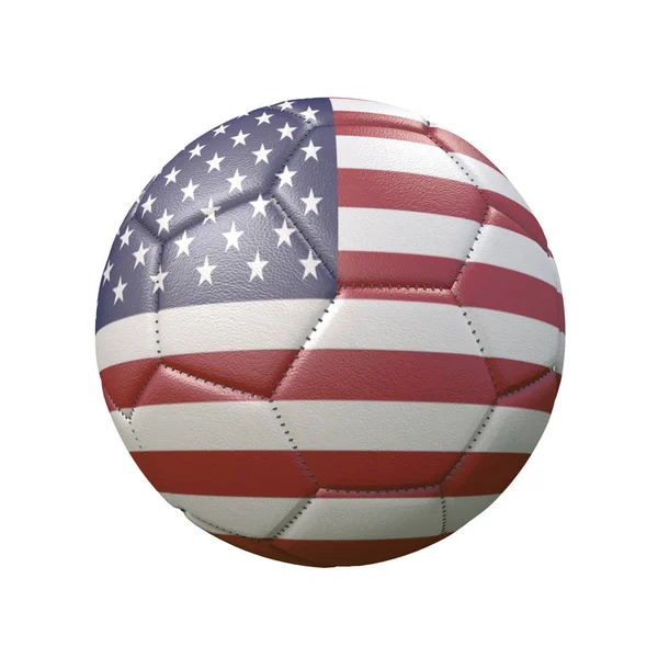 Bola Futebol Cores Bandeira Isolada Fundo Branco Eua Imagem — Fotografia de Stock