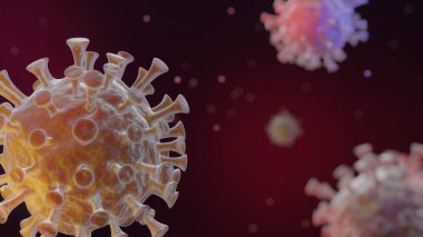 COVID-19 geçmişi ve virüsün gerçekçi bir modeli. 3d resim