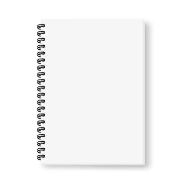 Gerçekçi vektör görüntüsü (mock-up) beyaz, en iyi görünüm izole bir açık not etmek. Defter, siyah bir spiral ile tutturulmuş beyaz yaprak aşağı ve sağ, 3D kaymıştır. Vektör Eps 10.