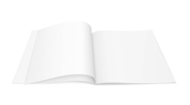 Vektör gerçekçi görüntüsünü (düzen, mock-up) bir açık dergi (kitapçık, broşür), boş sayfaları, perspektif görünüm ile. Görüntü bir degrade kafes kullanılarak oluşturulur. Vektör Eps 10.