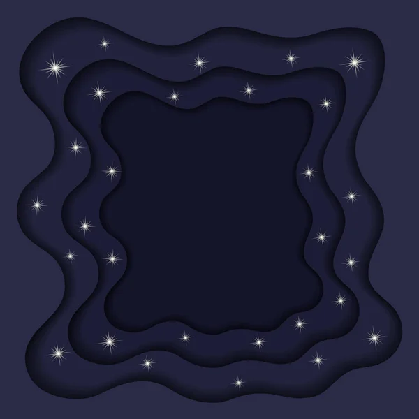 Vektor Abstrakten Hintergrund Dunkelblau Mit Sternen Papierschnitt Stil Quadratische Form — Stockvektor