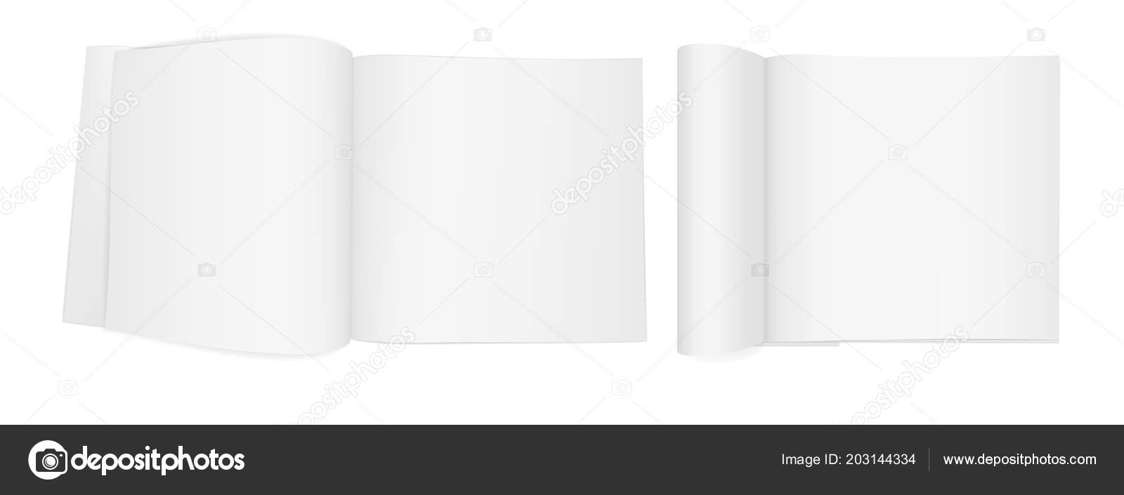 set two realistic vector images layout mock open booklet magazine open booklet