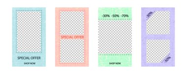 Vektör düzenlenebilir hikayeler templates(16:9) sosyal medya için grunge arka plan üzerinde set. EPS 10