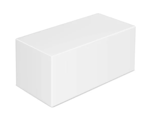 Imagen Realista Vectorial Maqueta Diseño Una Caja Papel Rectangular Blanco — Vector de stock