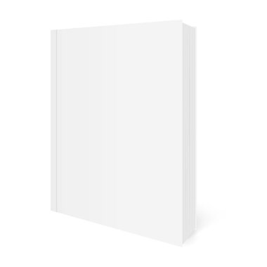 Gerçekçi görüntü (mock-up, düzen) dikey olarak düzenlenmiş, boş yumuşak kapak kitap vektör, perspektif içinde görüntüleyin. Beyaz izole. Görüntü degrade kafes kullanılarak oluşturulmuş. Vektör Eps 10.