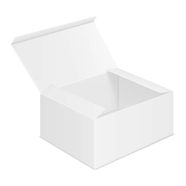 Imagen Realista Vectorial Maqueta Diseño Una Caja Papel Rectangular Abierta — Vector de stock