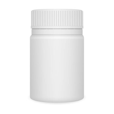 Vektör gerçekçi görüntü (mock-up, düzen, şablon) ambalaj (plastik şişe ve kapak) vitaminler, tabletler, haplar veya kozmetik için. Görüntü bir degrade örgü kullanılarak oluşturulur. Vektör Eps 10