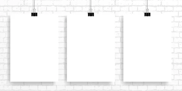 Vektorbild Mockup Layout Von Drei Rechteckigen Postern Die Mit Einer — Stockvektor