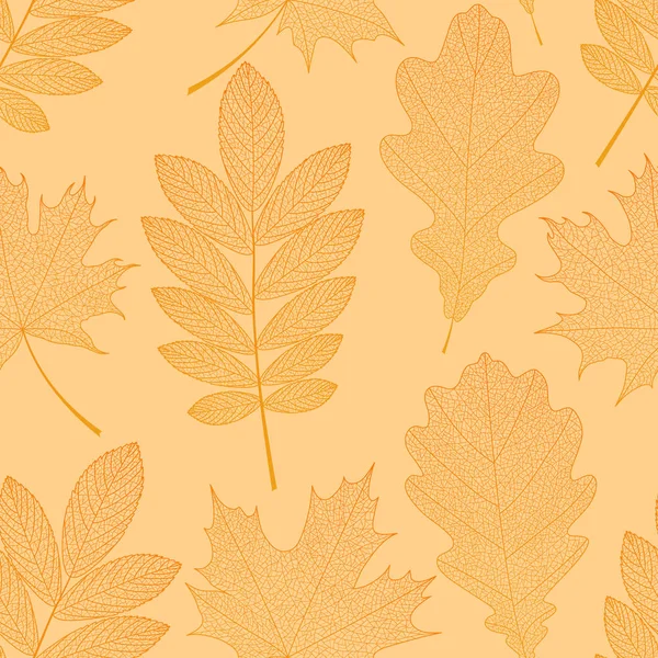 Vector Seamless Autumn Background Orange Leaves Eps — Stock Vector