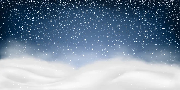 Vektorové Pozadí Zimní Krajinou Velikost Padající Sníh Sněhová Závěj Vánoce — Stockový vektor