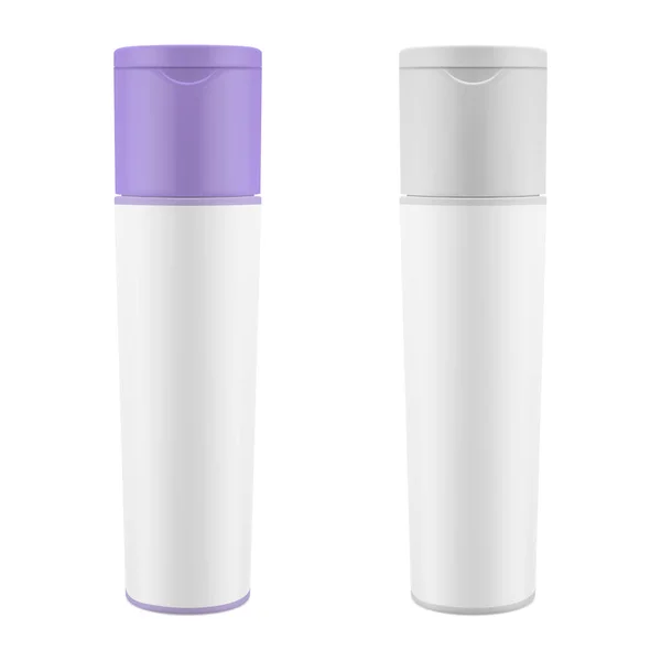化粧品のための現実的な包装 シャンプー シャワージェルマットボトルモックアップ ベクトルEps — ストックベクタ