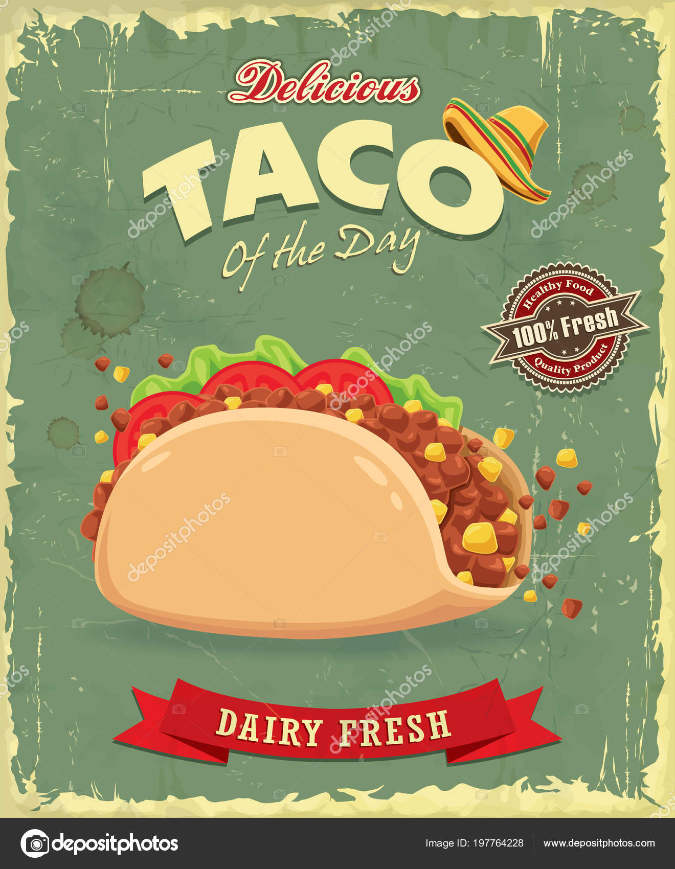 老式食品海报设计与矢量卷饼图库矢量图©Donnay 197764228, image size:1320x1700