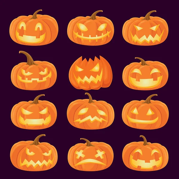 Szüreti Halloween Poszter Design Vektor Jack Lantern Tök Karakter — Stock Vector