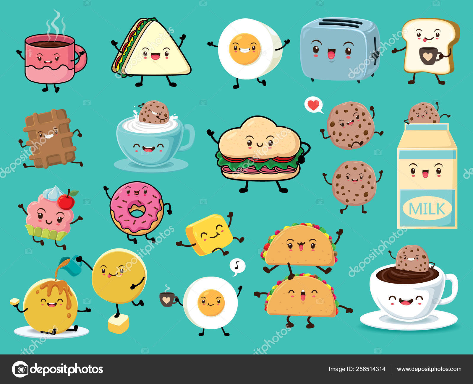 Diseño Póster Comida Vintage Con Vector Taco Leche Huevo Tostadora Vector  de stock #256514314 de ©Donnay, image size:1600x1300