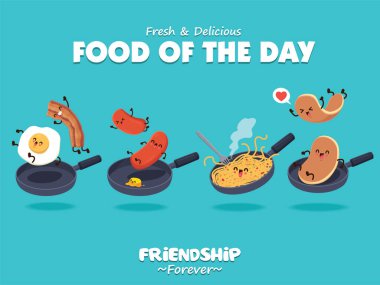 Vektör suşi karakterli klasik suşi poster tasarımı.