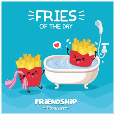 Vektör kızartma karakterli klasik poster tasarımı. 