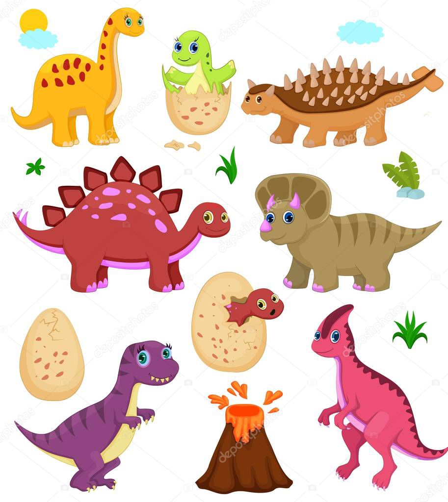 Cute dinosaurs set, dinosaurs cartoon character