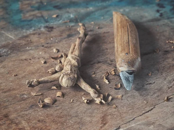 Wood Carving Kruis Houten Achtergrond — Stockfoto