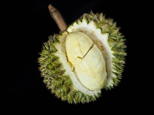 Fruta Tropical Duriana Sobre Fondo Negro — Foto de Stock