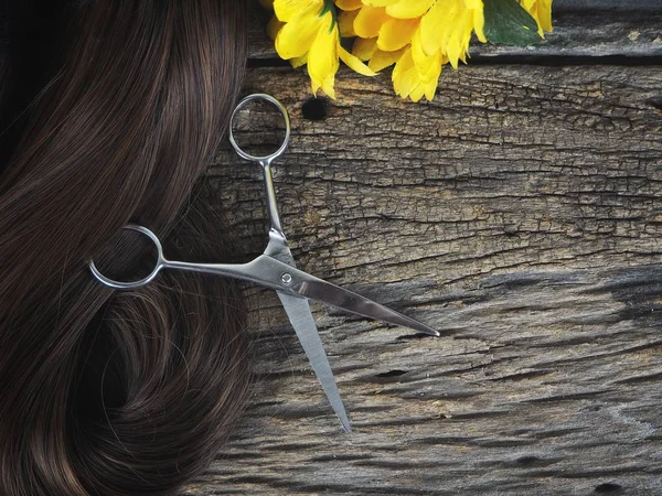 Hair Cutting Shears Hair Flowers — Stock Photo, Image