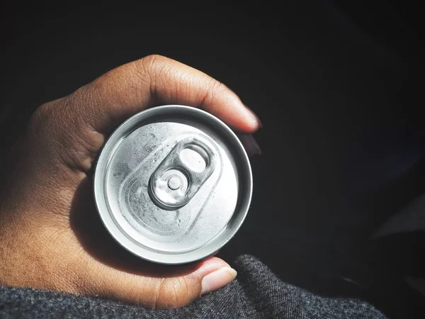 Selfie Cola Can Hand — Stock Photo, Image