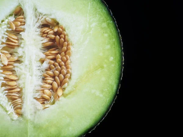 Melone Melone Frutta Giapponese Sfondo Nero — Foto Stock