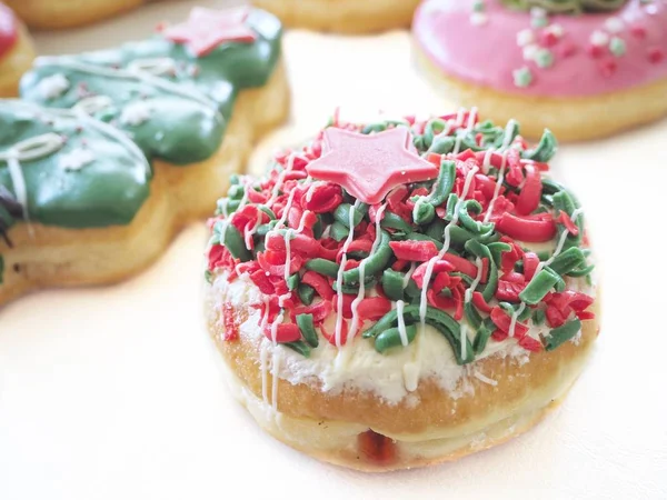 Donut Christmas Isolated White Background — Stock Photo, Image
