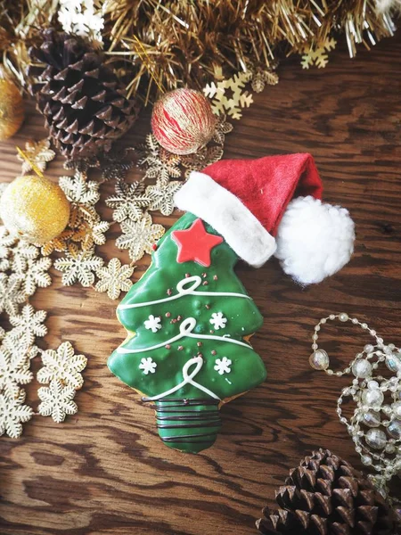 Voedsel Kerst Decoraties Achtergrond — Stockfoto