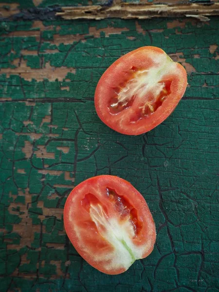 Pomodoro Rosso Legno Verde Vintage — Foto Stock