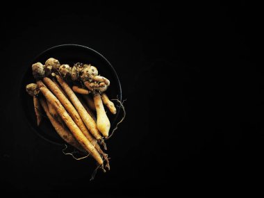 Fingerroot ot siyah arka plan üzerine
