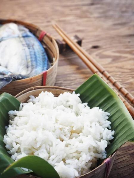 Gestoomde Vis Rijst Asia Food — Stockfoto