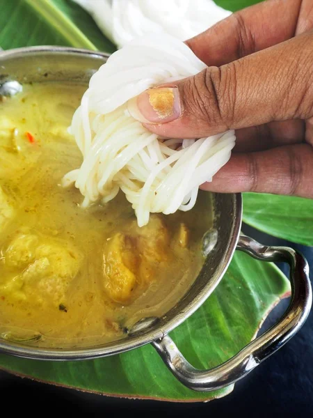 Green curry with rice noodle Thai food — Stock Photo, Image