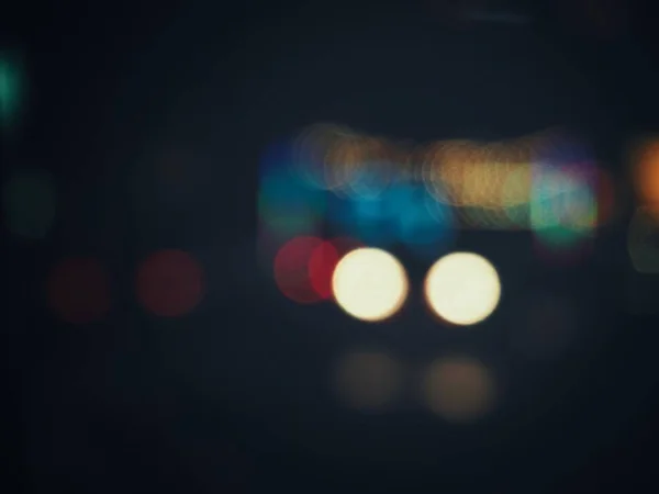 Bokeh Voiture Sur Route Nuit — Photo