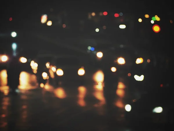 Borrosa Coche Carretera Por Noche — Foto de Stock