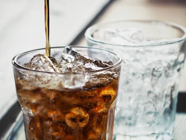 Pouring Cola Drink Glass — Stock Photo, Image