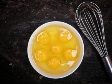 Kasedeki yumurtalar ve çırpma