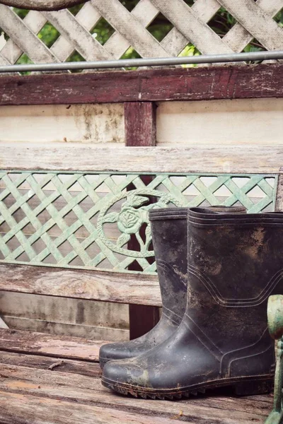 Close Black Rubber Boots — Stock Photo, Image