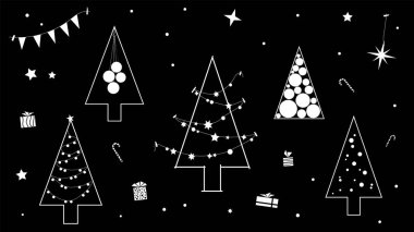 Noel ağacı, modern bir düz tasarım yaratıcı kontur