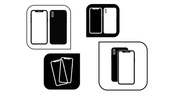 Conjunto de contorno smartphones na imagem de ícones —  Vetores de Stock