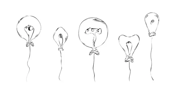 drawn balloons in the form of light bulbs in a minimalist style in the form of wires for the interior, ideas, icons. vector sketch