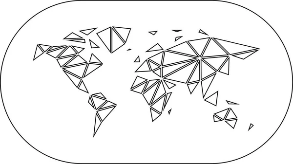 Tasainen maailman kartta tyyliin kolmiomittaus — vektorikuva