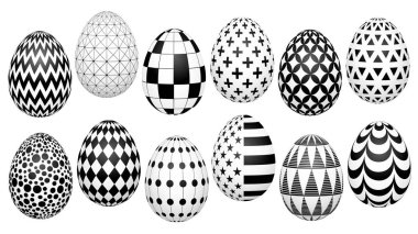 Paskalya yumurtaları için arka plan, tasarım, reklam, ambalaj, ekran koruyucu, fikirler geometrik desenli şık kümesi. İki numaralı