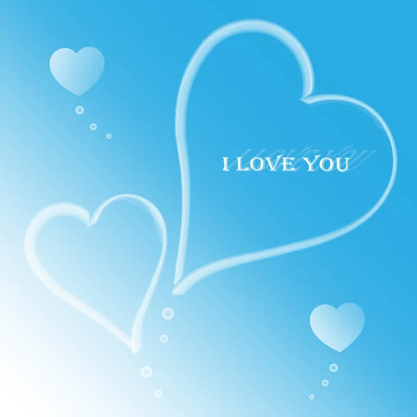 Cloudy hearts on a gentle blue background — Stock Photo, Image