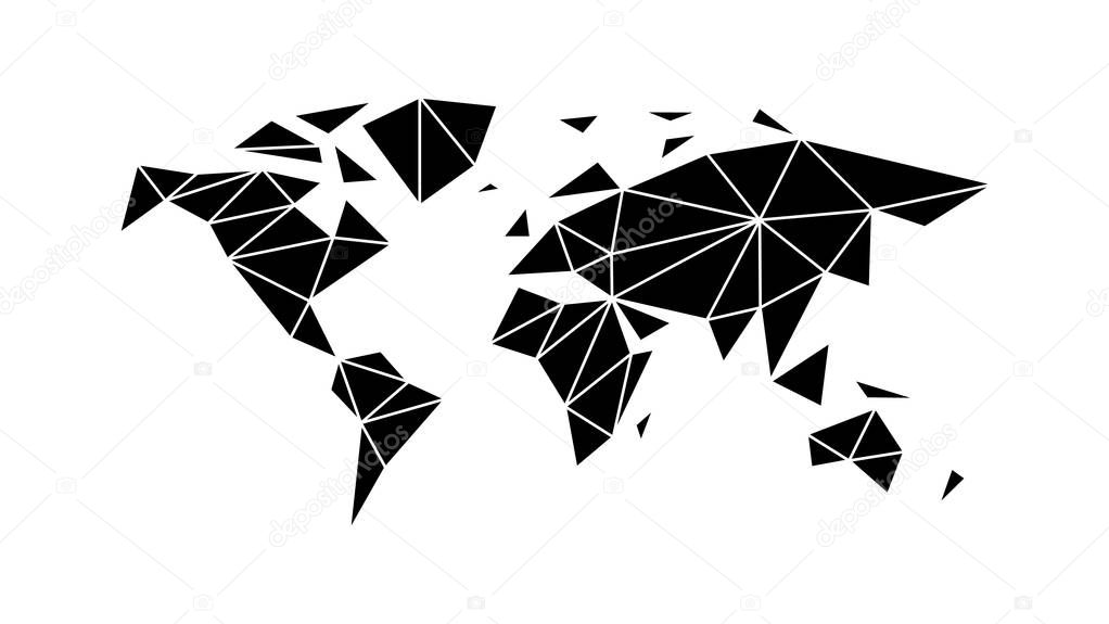 modern, flat world map in the style of triangulation